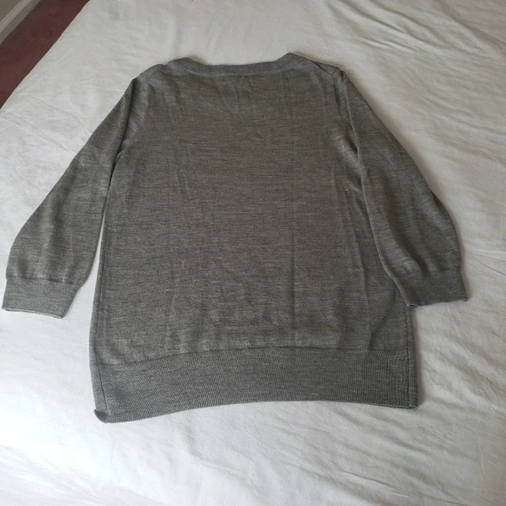 J. Crew Outlet Heather Gray Merino Wool Crewneck‎ Sweater Size Small